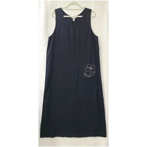 Talbots black pullover sleeveless linen maxi dress